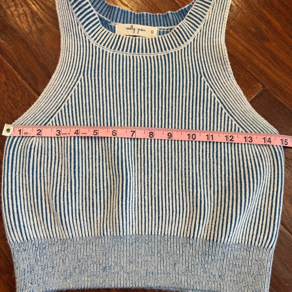 Molly Green Sleeveless Cropped Sweater Blue Motif - Picture 5 of 7